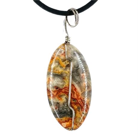 Picture Jasper Wire-Wrapped Pendant Necklace – Earth Tone Cabochon