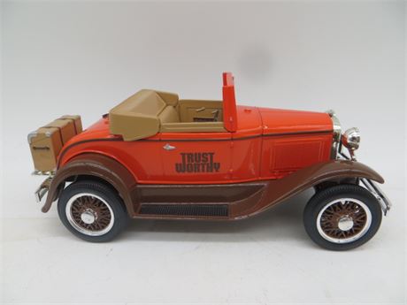 1930 Model A Ford Roadster w/Trunk & Rack Die Cast Bank NIB