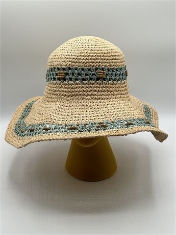 Sun Hat with Blue & Beads