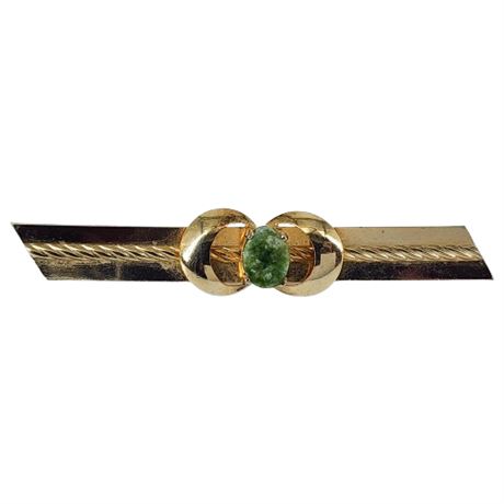 Signed Vintage BURT CASSELL Gold Filled Connemara Marble Bar Brooch