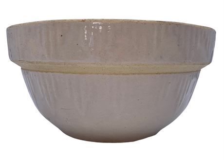 Antique Cream Embossed Stoneware Farmhouse Serving Bowl