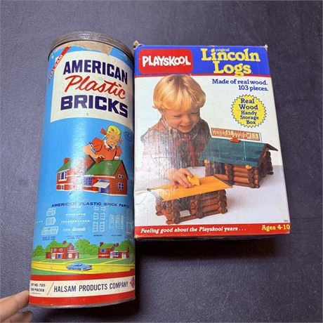 Vintage Lincoln Logs + Plastic Bricks