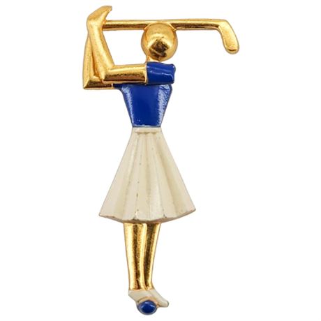 Vintage Enameled Lady Golfer Brooch