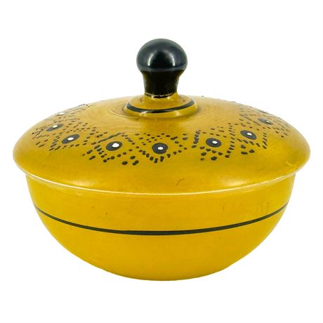Hand-Painted Vintage Glass Czech Lidded Powder Jar