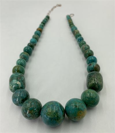 Superb Chrysocolla Polished Bead Natural Stone Necklace