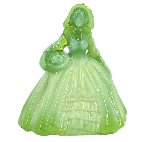 Signed Green Glass Lady Figurine