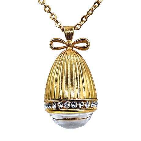 Signed Joan Rivers Faberge Style Egg Watch Pendant Necklace, New in Box