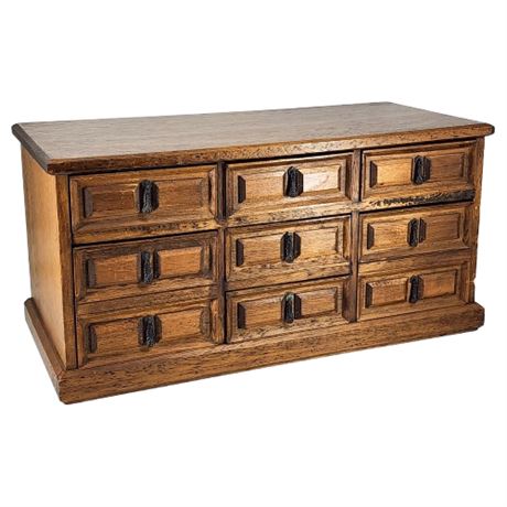 Vintage MELE Oak 7 Drawer Jewelry Chest