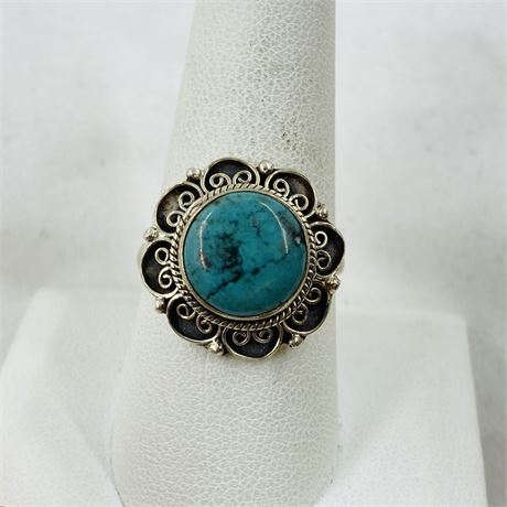 8g Sterling Turquoise Ring Size 9.5