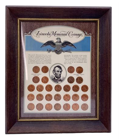 29 pc Lincoln Memorial 1 Cent Coinage Framed Pennies