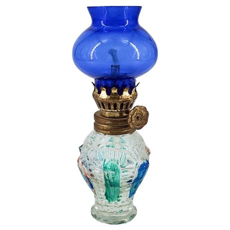 Vintage Miniature Glass Oil Lamp