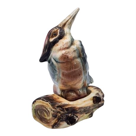 Vintage Ceramic Woodpecker & Log Salt & Pepper