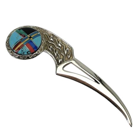 Silver Plated LETTER OPENER with Stone Inlay at Handle