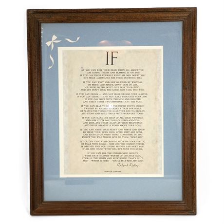 Rudyard Kipling IF Poem Framed Print Inspirational Literary Decor