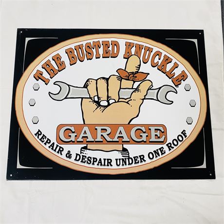 Busted Knuckle Garage Metal Sign 12.5x16”