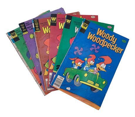 Six 25 cent to 35 cent Woody Woodpecker Comic Books
