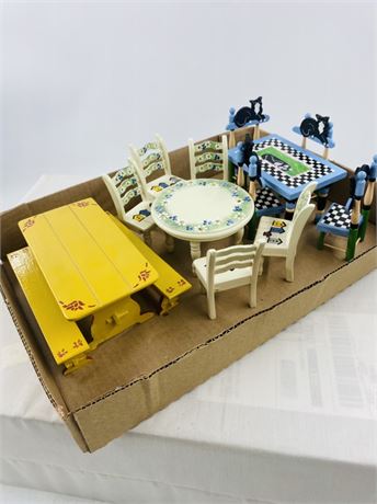 Vtg Miniature Tables + Chairs
