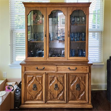 Vintage Holman Spanish Oak China Hutch