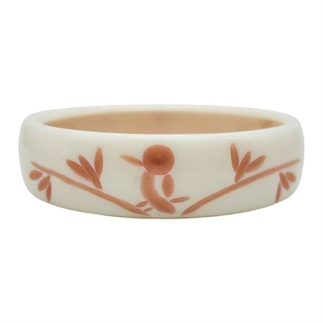 Vintage HATTIE CARNEGIE Hand Carved Lucite Bird Bangle Bracelet
