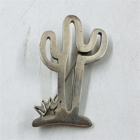 15g Vntg Sterling Cactus Pin