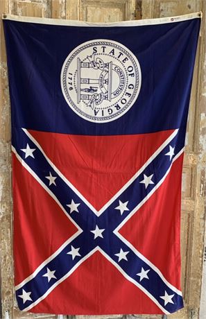 Vintage Southern Rebel 6’ Cotton US Confederate Georgia State Seal Flag