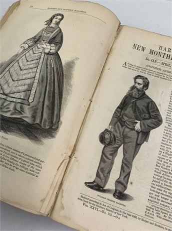 Antique 1863 Harper’s New Monthly Magazine Civil War era Leather Bound Book