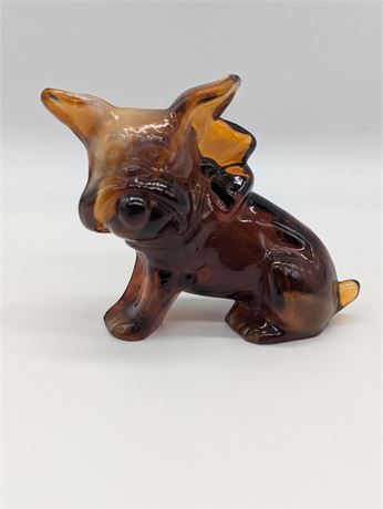 Vtg Imperial Glass Co. Bulldog Parlour Pup Caramel Slag Glass