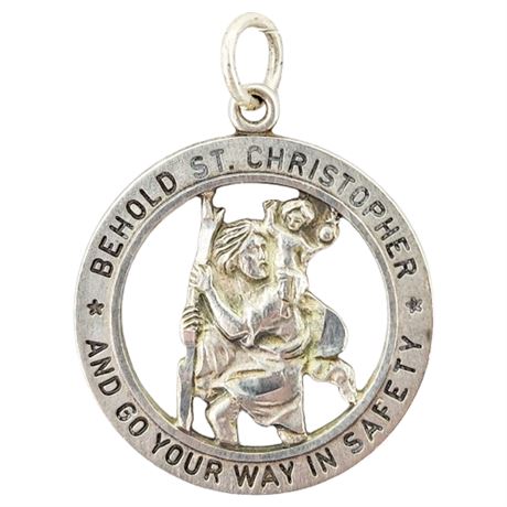 Vintage CHAPEL Sterling Silver Saint Christopher Religious Medal