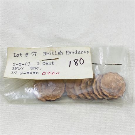 10 UNC 1967 British Honduras 1 Cent