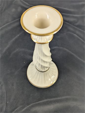 8" Lenox USA Swirl Gold Trim Cream Candlestick