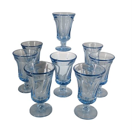 Set 8 Fostoria Blue Glasses Jamestown