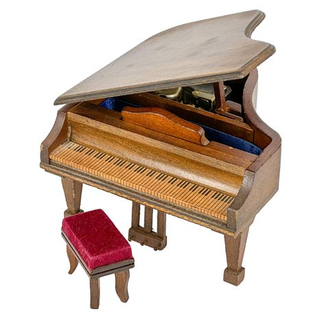 Vintage 1:12 Scale Shackman Japanese Grand Piano Music Box with Stool