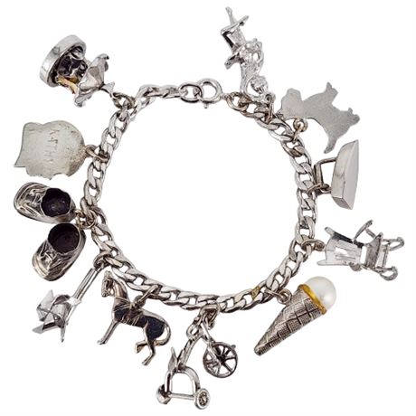 Vintage Sterling Silver Child Sized Charm Bracelet