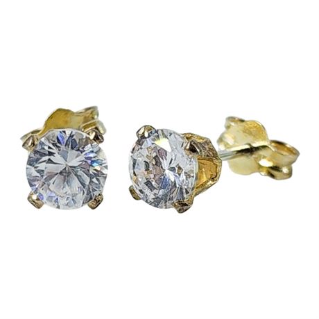 Gold Over Sterling Silver 5mm CZ Post Back Earrings