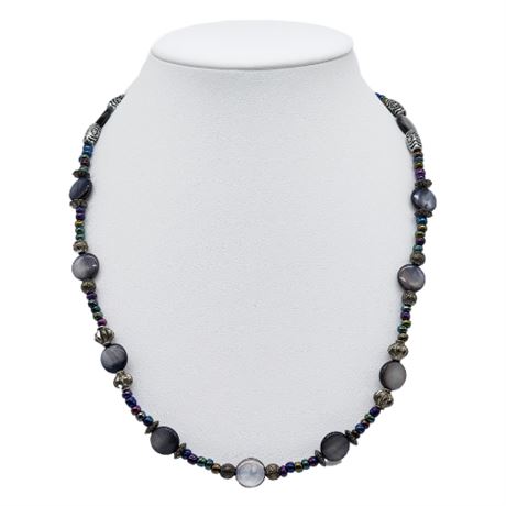Artisan Made Abalone Shell & Oil Slick Bead Necklace