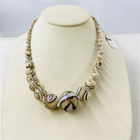 Depression Era Blown Glass Bead Necklace