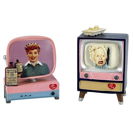 Pair of "I Love Lucy" Vintage TV-Shaped Ornaments
