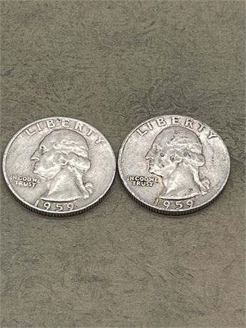 Two (2) 1959 D Washington Quarters