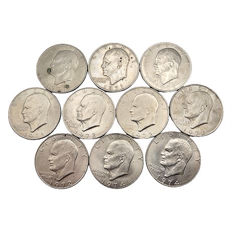 Lot of 10 Eisenhower Clad Dollar Coins