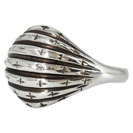 Vintage Sterling Silver Domed Southwestern Ring, Sz 6