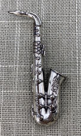 Vintage BEAU Sterling Saxophone Musical Horn Brooch