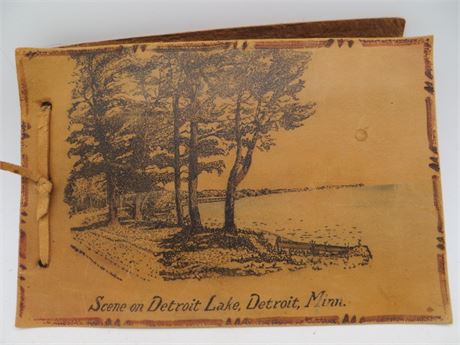 LEATHER BOUND 1926-1929 DETROIT, MICHIGAN & MINNEAPOLIS, MINNESOTA POST CARDS &