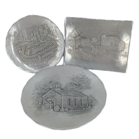Hand-Wrought Aluminum Plates by Wendell August Forge, Set of 3