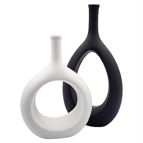 Ivy Bronx Minimalist Ceramic Circle Vase Set