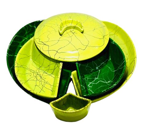 1950's MCM Green Splatter Chip Dip Set