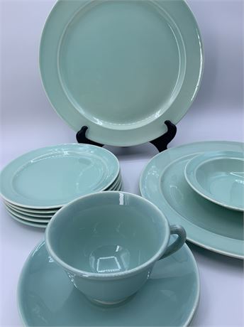11 pc Surf Green Vintage LuRay Pastels Pottery Dishes