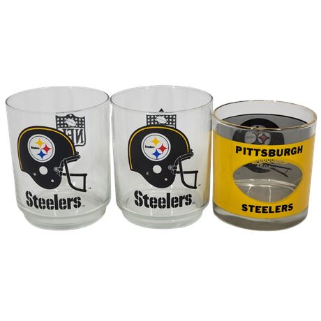Pittsburgh Steelers Tumblers Glasses - Lot of 3