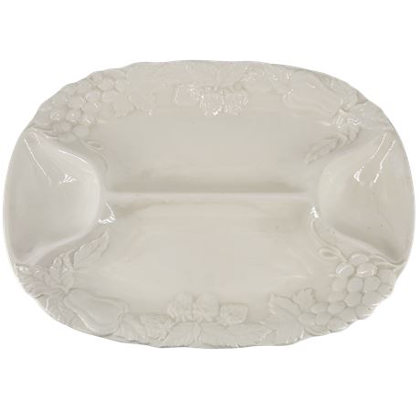 Himark Orchard Collection White 4-Section Oval Platter - Fruit Motif