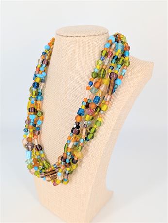 Artisan made Glass Beaded Necklace Colorful