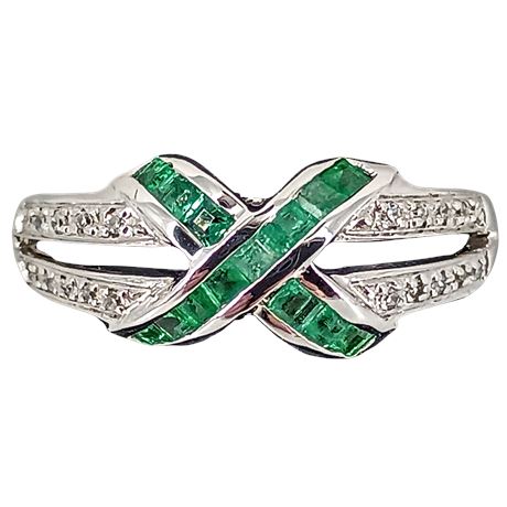 Malachite Inlay and Pave Diamonds Sterling Silver Ring